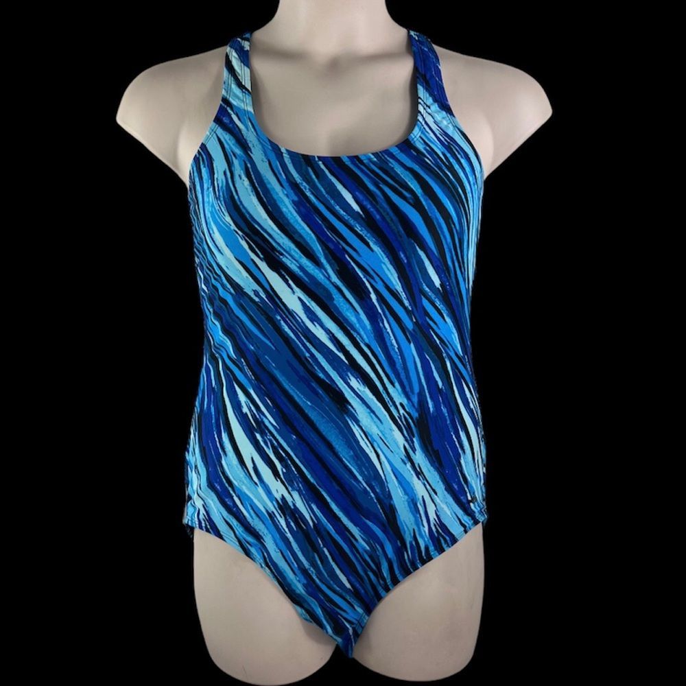 Women’s Blue Multi-Stripe One-Piece Swimsuit